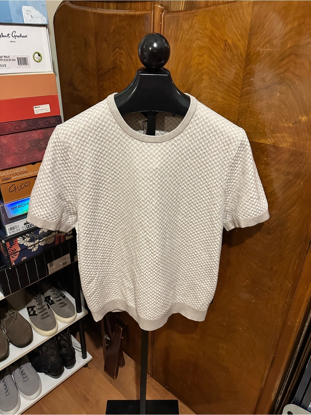 Ted Baker Herringbone Short-Sleeve Knit Sweater